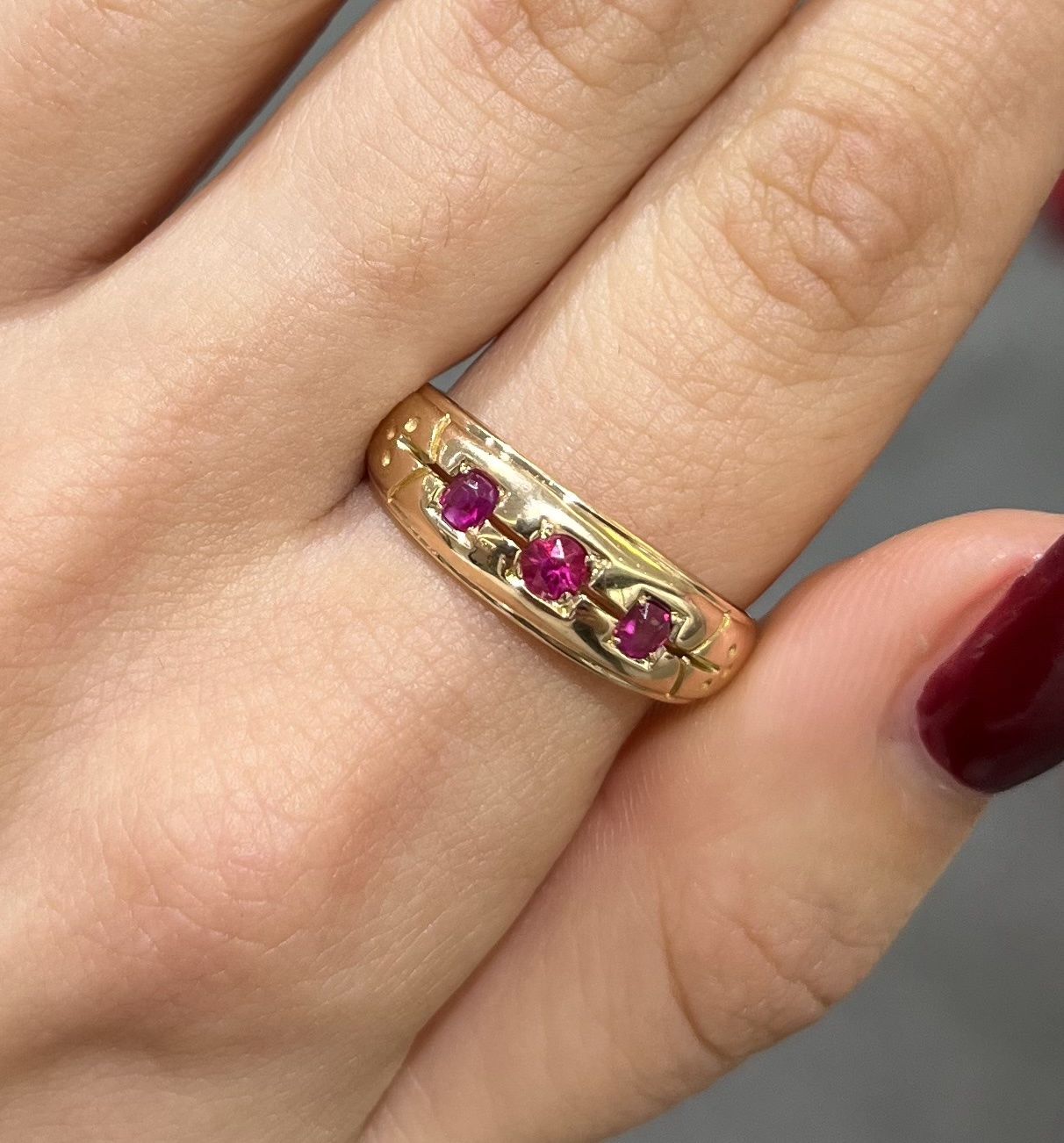 Pre-Owned Antique 15ct Yellow Gold 0.20ct Ruby Ring C.1882