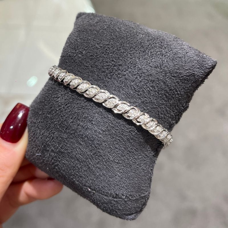 Pre-Owned 9ct White Gold 1.00ct Diamond Tennis Bracelet