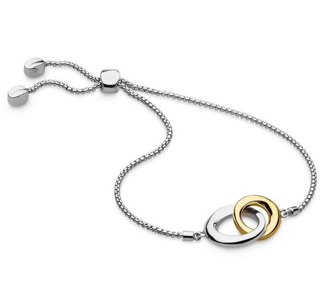Silver Gold Plated Bevel Cirque Link Toggle Bracelet