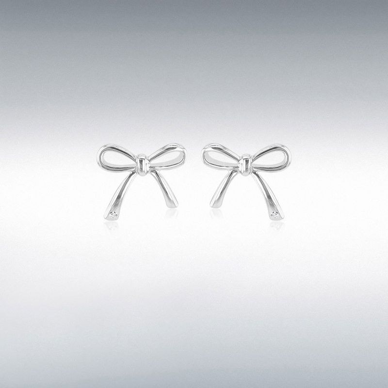Silver Bow Stud Earrings 9mm x 10.5mm