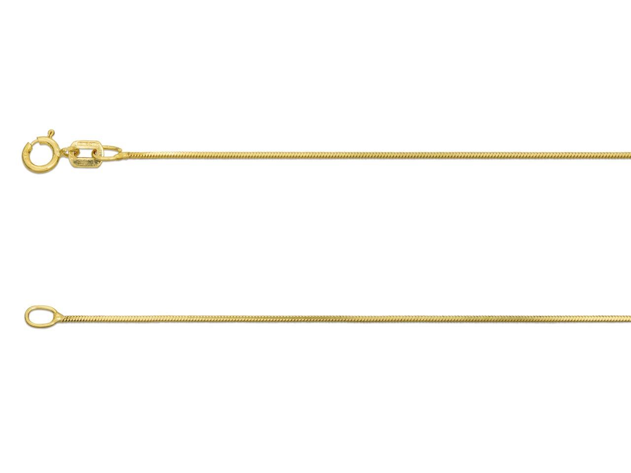 9ct Yellow Gold 0.7mm Diamond Cut Square Snake Chain, Length: 18&quot;