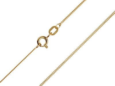9ct Yellow Gold 0.8mm Diamond Cut Curb Chain Hallmarked, Length: 18&quot;