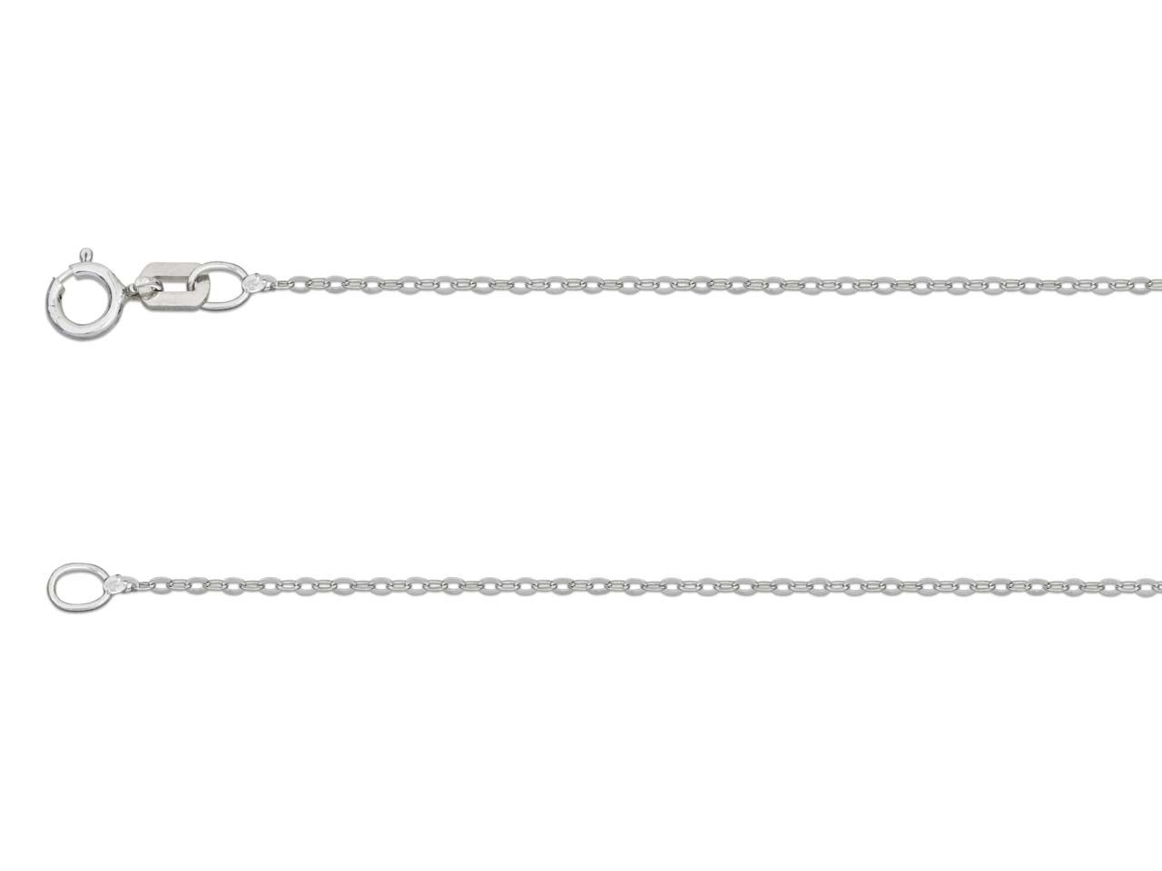 18ct White Gold 1.2mm Diamond Cut Flat Cable Chain 18&quot;