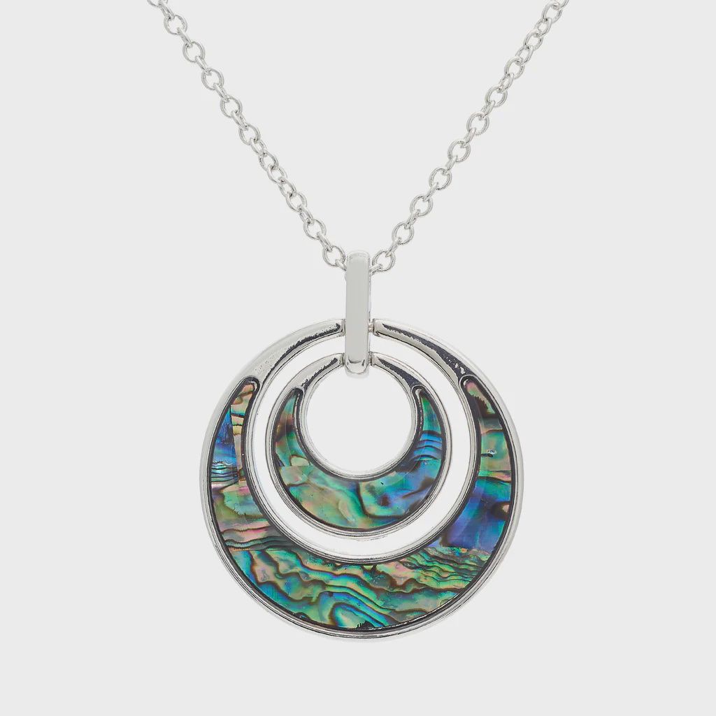 Natural Paua Shell Circle within a Circle Necklace