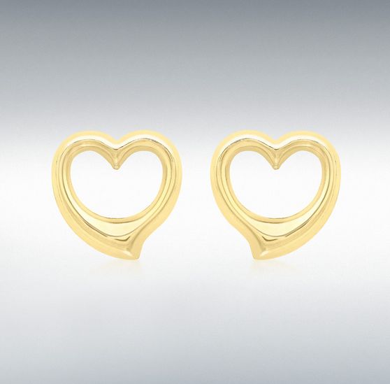 9ct Yellow Gold 12mm x 12mm Heart Stud Earrings