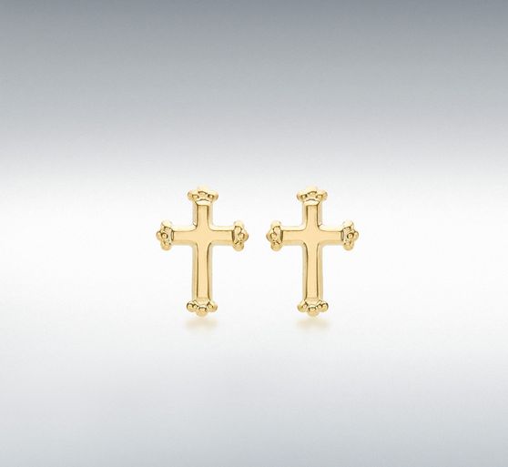 9ct Yellow Gold 8mm x 10mm Cross Stud Earrings 9ct Yellow Gold 8mm x 10mm Cross Stud Earrings