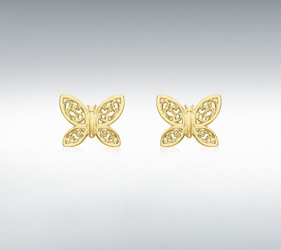 9ct Yellow Gold 7mm x 6mm Filigree-Butterfly Stud Earrings