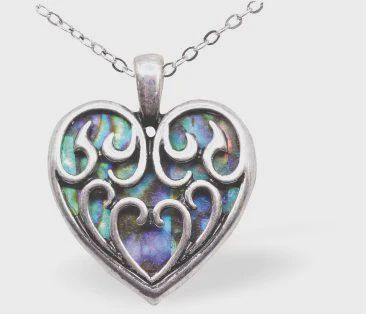 Celtic Heart Necklace of Paua Shell