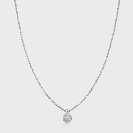 Silver Sphere Pavé Necklace, Colour: Silver