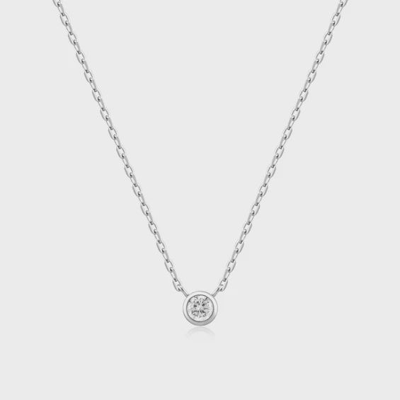Silver Round Solitaire Cubic Zirconia Necklace, Colour: Silver