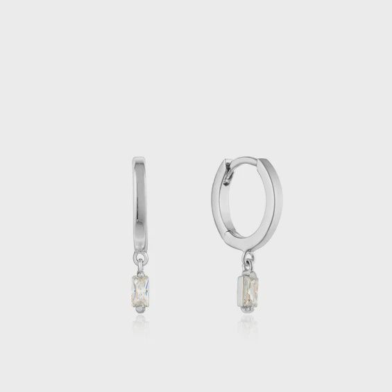 Silver Glow Huggie Hoops, Colour: Silver