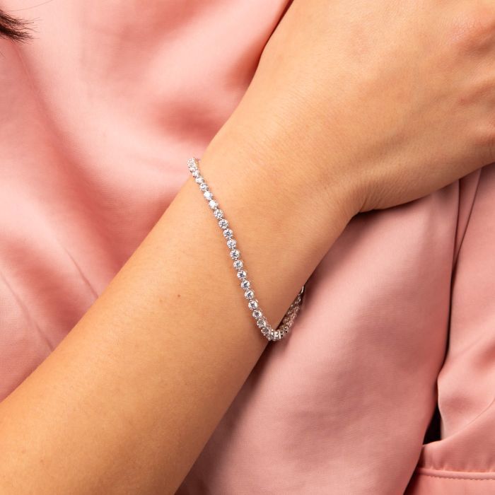Silver Diamonfire Small Zirconia Charm Tennis Bracelet