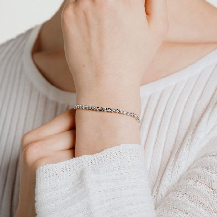 Silver Diamonfire Fine Bezel Set Zirconia Tennis Bracelet
