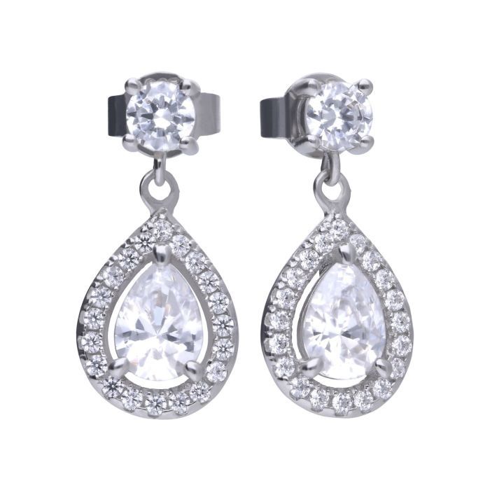 Silver Diamonfire Teardrop Shaped Zirconia Drop Earrings
