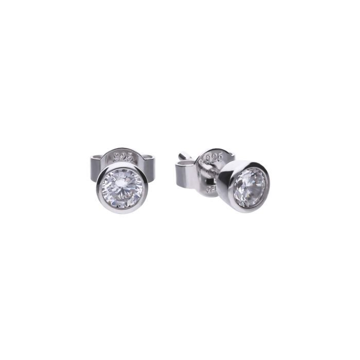 Silver Diamonfire Bezel Carat Stud Earrings