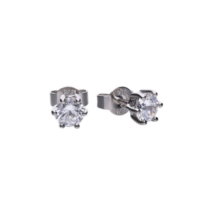Silver Diamonfire Six Claw  Stud Earrings