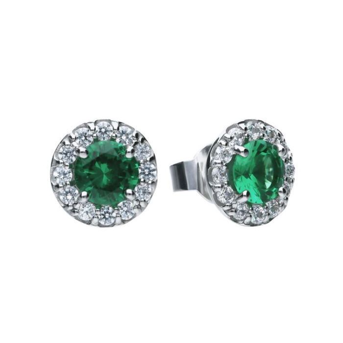 Silver Diamonfire Round Green Colour Pave Stud Earrings Silver Diamonfire Round Green Colour Pave Stud Earrings