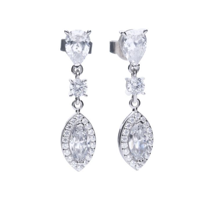 Silver Diamonfire Marquise and Pave Zirconia Drop Earrings