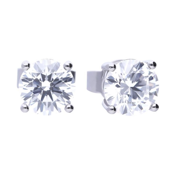 Silver Diamonfire Four Claw 1 Carat Stud Earrings
