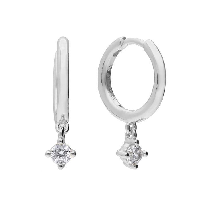 Silver Diamonfire Assembled Hoop Earrings with Drop, Colour: Silver