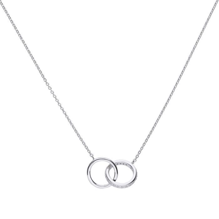 Silver  Diamonfire Interlocking Rings Necklace