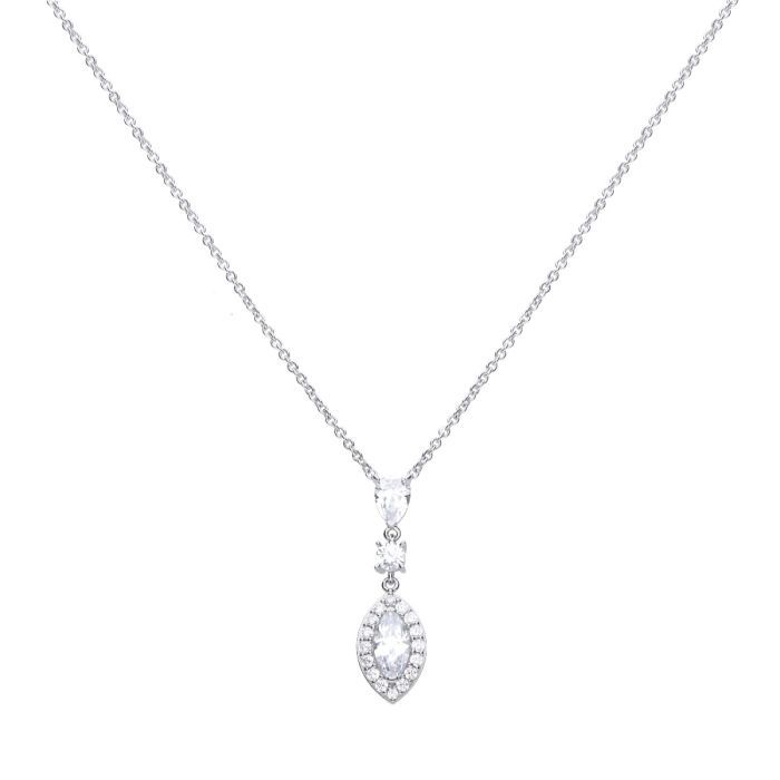 Silver Diamonfire Marquise and Pave Zirconia Necklace