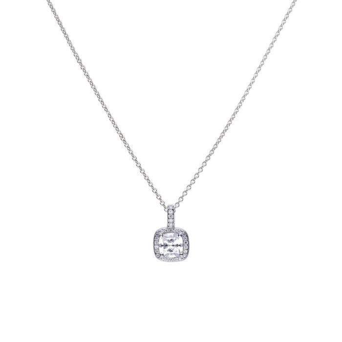 Silver Diamonfire Square Pave Set Pendant