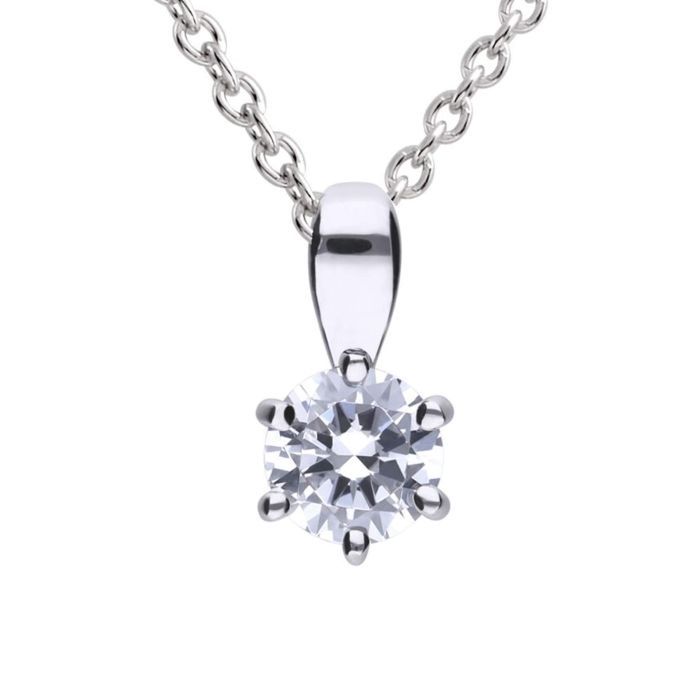 Silver Diamonfire .50ct Six Claw Carat Pendant