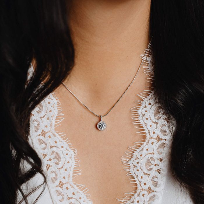 Silver Diamonfire Round Cluster Pendant