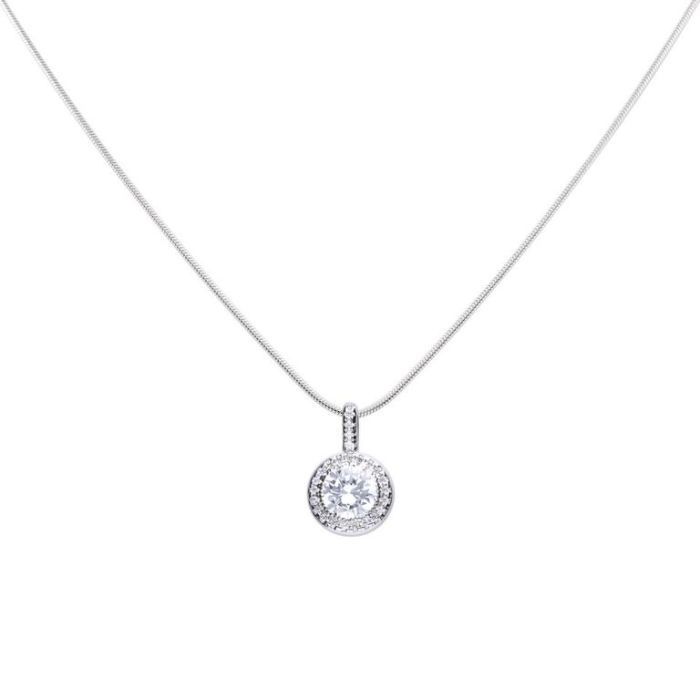 Silver Diamonfire Round Cluster Pendant