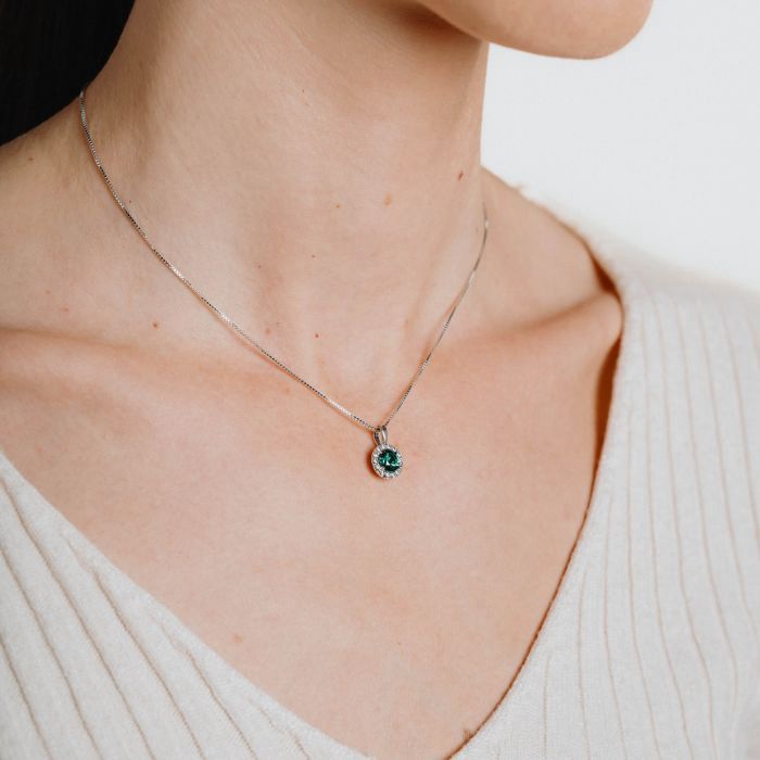 Silver Diamonfire Round Colour Pave Pendant