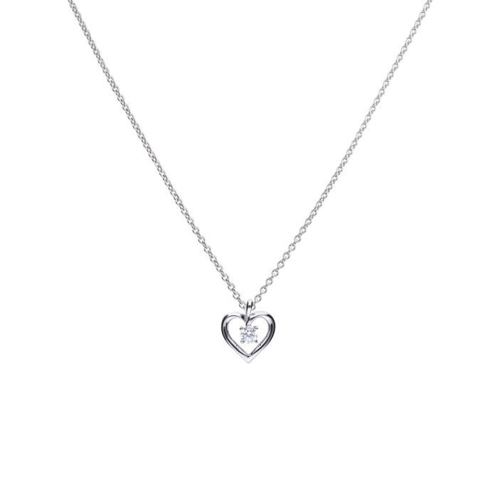 Silver Diamonfire Open Heart Pendant with Zirconia