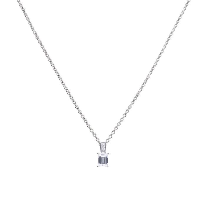 Silver Diamonfire Emerald Cut Zirconia Pendant
