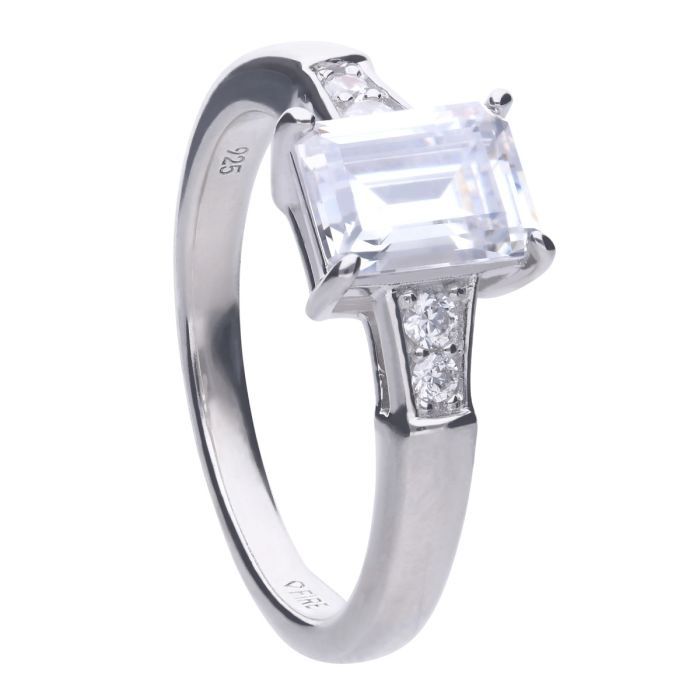 Silver Diamonfire Emerald Cut Ring