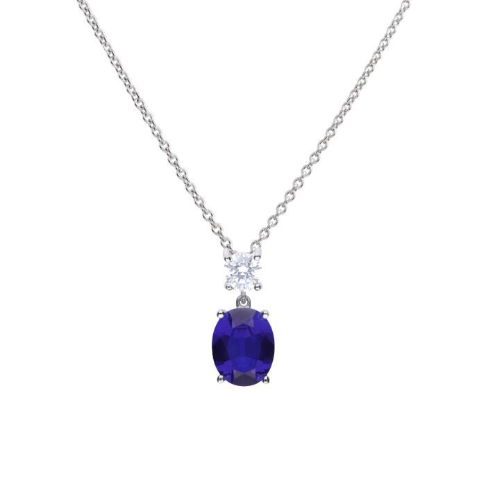 Silver Diamonfire Oval Zirconia Drop Pendant