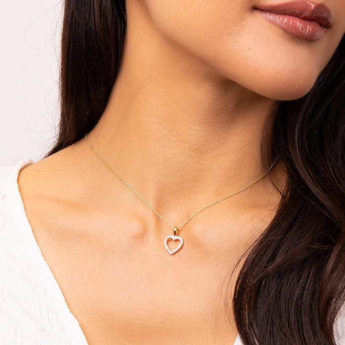 Silver Diamonfire Pave Set Heart Pendant Gold Plated