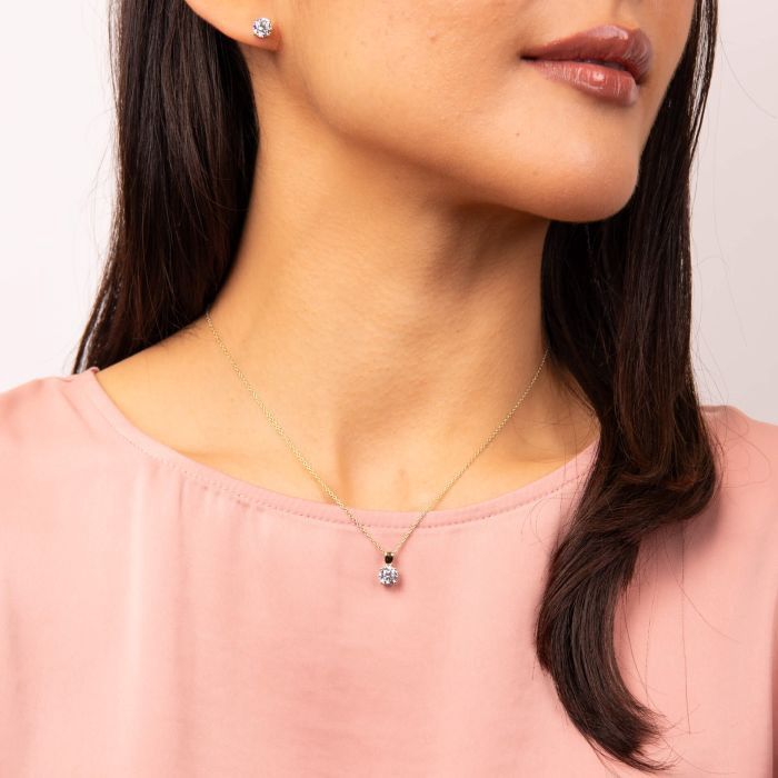 Silver GP Diamonfire Four Claw 1 Carat Pendant