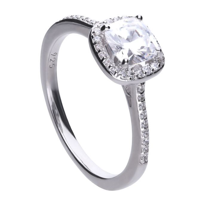 Silver Diamonfire Square Pave Set Ring