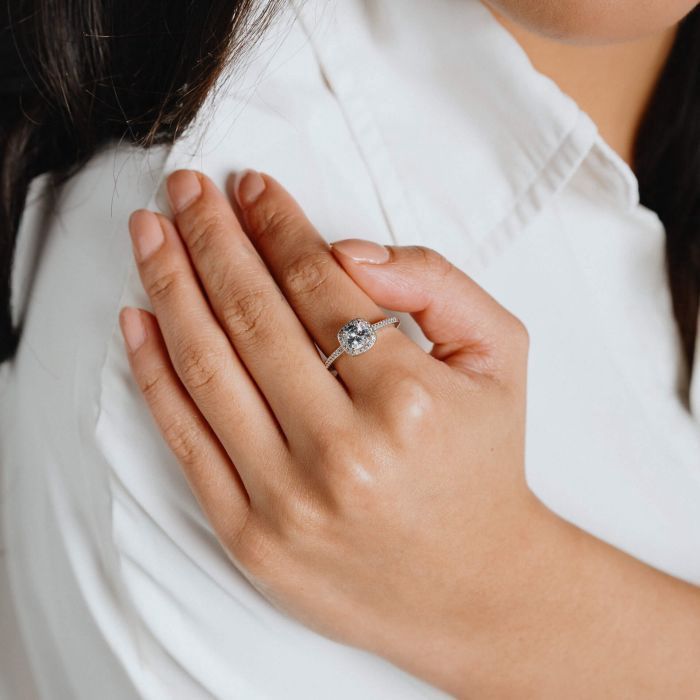 Silver Diamonfire Square Pave Set Ring