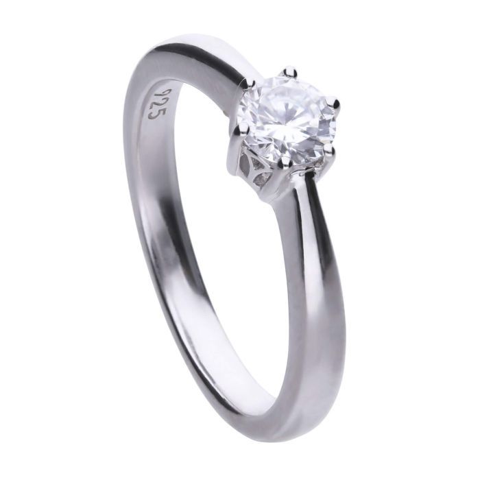 Silver Diamonfire Six Claw 0.50 Carat Ring