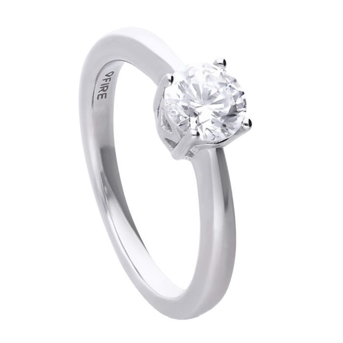 Silver Diamonfire Four Claw 1 Carat Ring