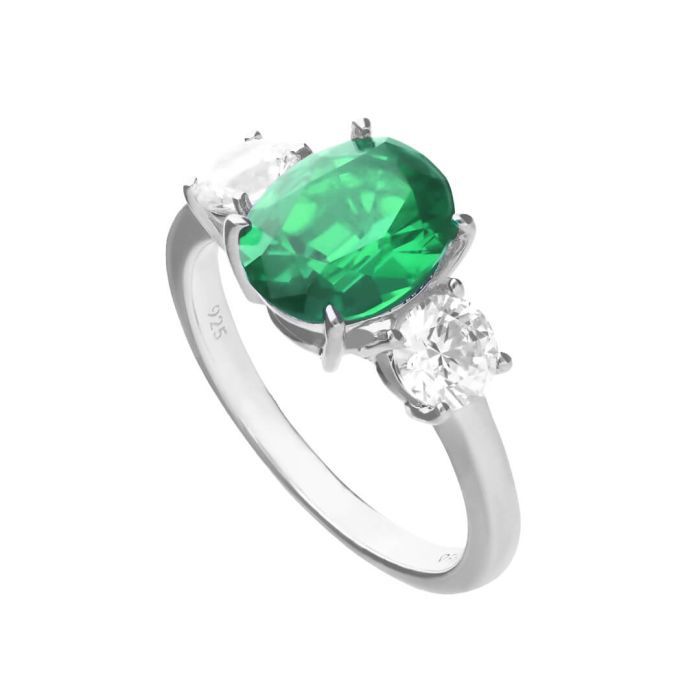 Silver Diamonfire Oval Trilogy Ring