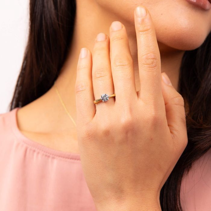 Silver GP Diamonfire Four Claw 1 Carat Ring