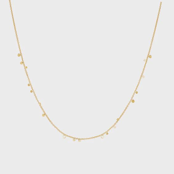 Silver Mini Disc Drop Stacking Necklace, Colour: 14K Gold Plated