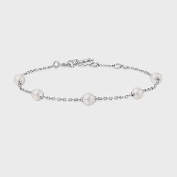 Silver Pearl Station Bracelet Zoom Silver Pearl Station Bracelet, Colour: Silver