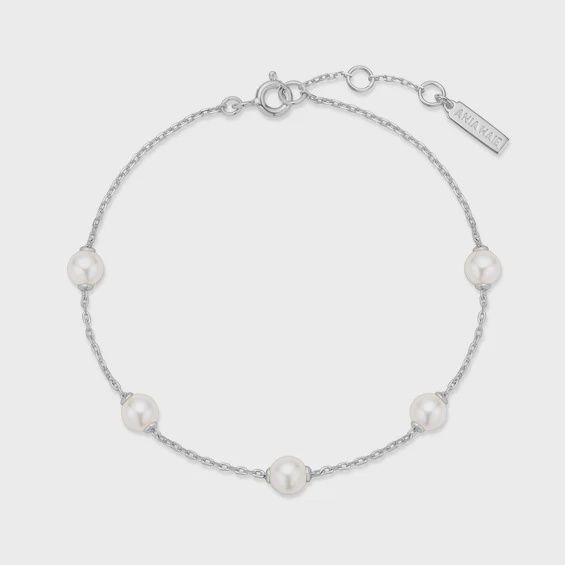 Silver Pearl Station Bracelet Zoom Silver Pearl Station Bracelet