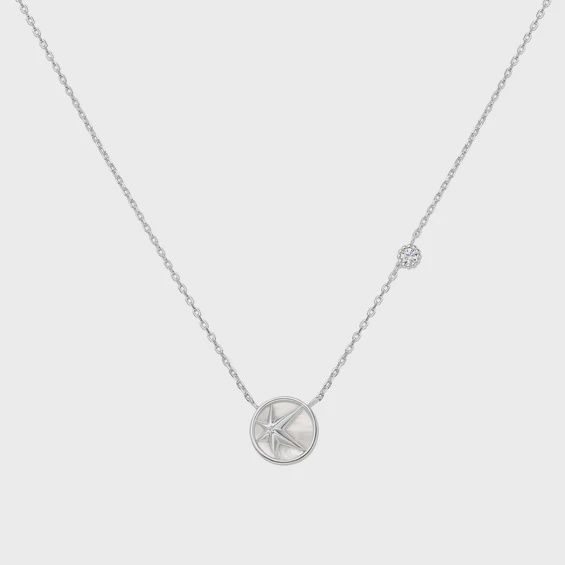 Silver Starry Mother of Pearl Necklace, Colour: Silver
