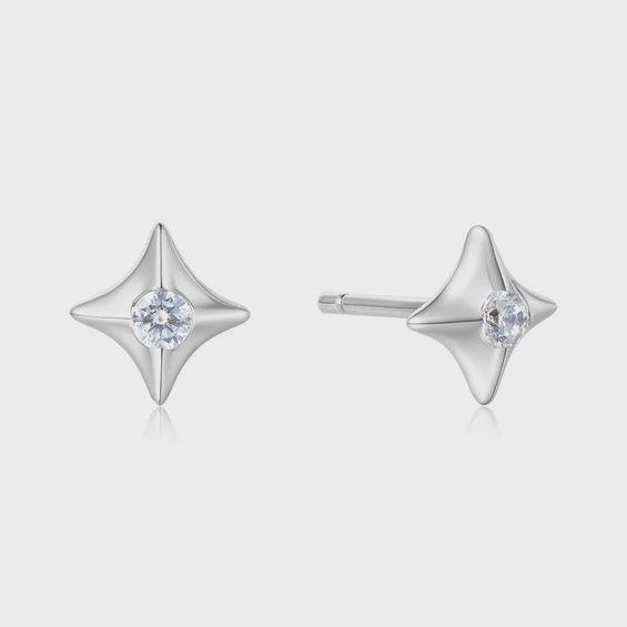 Silver Sparkling Star Stud Earrings, Colour: Silver