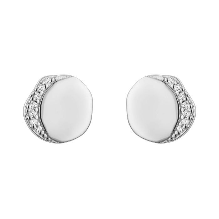 Fiorelli Organic Stud Earrings with Cubic Zirconia Border