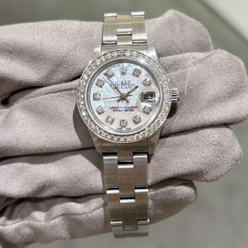 Pre-Owned Rolex Oyster Perpetual Steel  Ladies Diamond Custom Set Datejust 69160